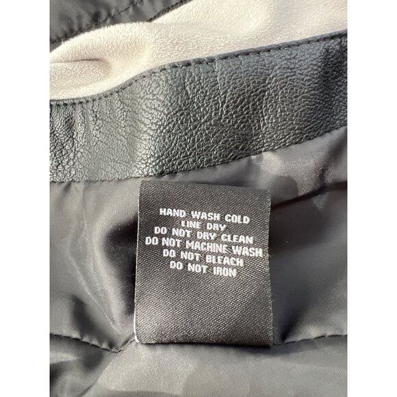 Blanc Noir Faux Leather Cardigan Vest Womens Small Zip Pockets Black Beige Moto - Picture 6 of 7